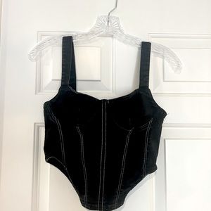 Black Zara corset top, size small. Worn but in good condition!